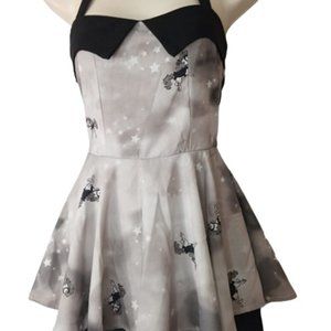 Secret Wonderland Girls Romper Gray Black Carousel Horse Star Print